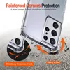 A clear phone case is shown on a textured surface, demonstrating its protective features. Anteprima dell’immagine prodotto