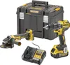A DeWalt cordless angle grinder and drill set with a storage case and charger are displayed against a white background. Voir les images du produit