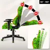 A gaming chair is shown with diagrams indicating its recline angles. Náhľad obrázku produktu