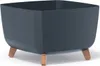 A square planter with four wooden legs. Produktbild-Vorschau