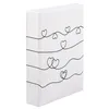 A white photo album with a black line drawing of hearts on it. Produktbild-Vorschau