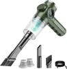 A green portable vacuum cleaner with various attachments and accessories, displayed against a white background. Produktbild-Vorschau