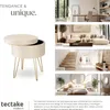 Tabouret avec coffre de rangement aspect velours Voir les images du produit 7