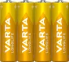 Four Varta Longlife Extra Alkaline AA Mignon batteries are lined up side-by-side against a white background. Anteprima dell’immagine prodotto