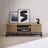 sweeek - TV-Möbel in gerilltem Holzdekor und schwarzem Produktbild-Vorschau 5
