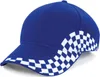 A blue baseball cap with a checkered pattern on the brim and side. Podgląd zdjęcia produktu