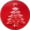 A red circular baking mold with a raised Christmas tree design. Produktbild-Vorschau
