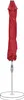 A closed red patio umbrella on a white stand with a circular base. Produktbild-Vorschau