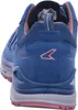 The rear view of a blue LOWA women's hiking shoe. Voir les images du produit