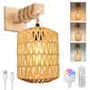 Wandleuchte E27 Vintage Boho Wandlampe Rattan Lampenschirm Produktbild-Vorschau 1