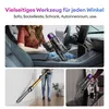 Collage of images showing a woman using a cordless vacuum cleaner in a car and in a home setting. Produktbild-Vorschau