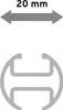 A diagram showing the cross-section of a curtain rod with a measurement indicator. Produktbild-Vorschau