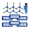 A set of cleaning accessories for a robot vacuum cleaner, including brushes and filters, laid out on a white background. Voir les images du produit