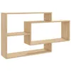 A modern, light brown wooden shelf unit with an abstract, interlocking design, displayed against a plain white background. Produktbild-Vorschau