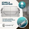 A product image showcasing a metal pull-out drawer with text highlighting its features and a logo. Produktbild-Vorschau