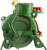 A close-up side view of a green manual corn sheller with red accents. Náhled obrázku produktu