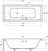 Technical drawing of a bathtub with dimensions. Produktbild-Vorschau