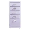A tall, narrow, purple filing cabinet with five drawers and silver handles, shown against a white background. Voir les images du produit