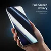 A hand holding a smartphone with a privacy screen protector applied. Produktbild-Vorschau