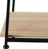 A close-up view of a shelf on a desk, showing the wood grain texture and black metal frame. Náhled obrázku produktu