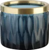 Windlicht Olivenschliff und Goldrand Blau 7,5cm Produktbild-Vorschau 1