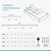 A diagram showing product dimensions and specifications for a sink. Produktbild-Vorschau