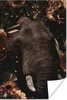 MuchoWow® Poster Elefant - Blumen - Gold 60x90 cm - Produktbild-Vorschau 1