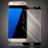 A gold Samsung Galaxy S7 Edge smartphone is shown next to a transparent screen protector. Produktbild-Vorschau