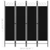 vidaXL 4-tlg. Raumteiler Schwarz 160 x 180 cm -  Raumteiler Produktbild-Vorschau 9