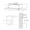 Technical drawings and installation guidelines for a range hood. Náhľad obrázku produktu