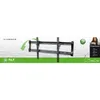 A TV wall mount is shown against a white brick wall background, with a green arrow indicating tilt functionality. Produktbild-Vorschau