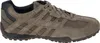 A side view of a single brown and gray men's sneaker with navy accents. Anteprima dell’immagine prodotto