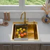 ANW HOME Lavello cucina oro 50x50 cm acciaio inox 304 Nano Anteprima dell’immagine prodotto 4