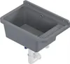 A gray plastic sink with a drain and plumbing attached, shown from a slightly elevated angle against a white background. Podgląd zdjęcia produktu
