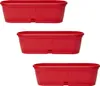 Three identical red rectangular planters are stacked vertically against a white background. Produktbild-Vorschau