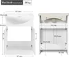 Diagrams showing the dimensions of a white bathroom vanity and sink. Produktbild-Vorschau