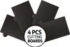 Four black cutting boards arranged in a fan shape, with a circular overlay indicating quantity and product type. Podgląd zdjęcia produktu