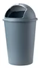 A pastel blue plastic trash can with a white flip-top lid, shown against a white background. Produktbild-Vorschau