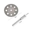A diamond cutting wheel and its mandrel are shown against a white background, with dimensions indicated. Náhled obrázku produktu