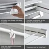 A collage of four close-up images showcasing the features of a wall-mounted drying rack. Produktbild-Vorschau