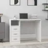 A white desk with drawers and a laptop on it, in a room setting. Produktbild-Vorschau