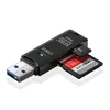 A black USB 3.0 SD and MicroSD card reader with a 32GB SD card and a 16GB MicroSD card inserted. Produktbild-Vorschau