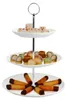 Plat gracieux gradué en porcelaine blanche pour gâteaux et Voir les images du produit 25