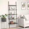 vidaXL Žebříkový regál s 5 policemi černý 64x34x185,5 cm Náhled obrázku produktu 2