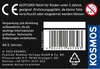 This is a black background image showing the packaging of a KOSMOS product. It includes warning labels, a barcode, company information, and regulatory symbols. Produktbild-Vorschau