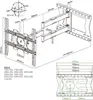Technical drawing of a TV wall mount with dimensions and VESA compatibility. Produktbild-Vorschau