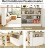 A collage of images showing a multifunctional furniture piece in different configurations and settings, including a living room, dining area, and home office. Náhled obrázku produktu