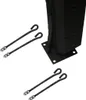 A close-up view of a black basketball stand base and anchoring hooks. Voir les images du produit