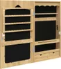 An open wooden jewelry cabinet with black interior panels and various storage compartments. Produktbild-Vorschau
