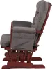 Side view of a rocking chair with gray corduroy cushions and a dark wood frame. Náhled obrázku produktu